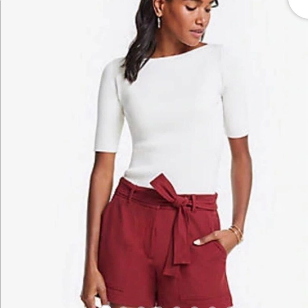 Ann Taylor Marina Tie Waist Shorts in Spicy Red